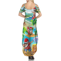 Guam Christmas Family Matching Summer Maxi Dress and Hawaiian Shirt Santa Claus Beach and Wave DT02 - Polynesian Pride