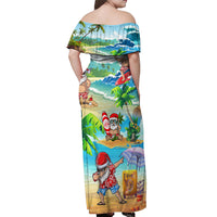 Guam Christmas Off Shoulder Maxi Dress Santa Claus Beach and Wave DT02 - Polynesian Pride