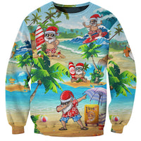 Guam Christmas Sweatshirt Santa Claus Beach and Wave DT02 Unisex Art - Polynesian Pride