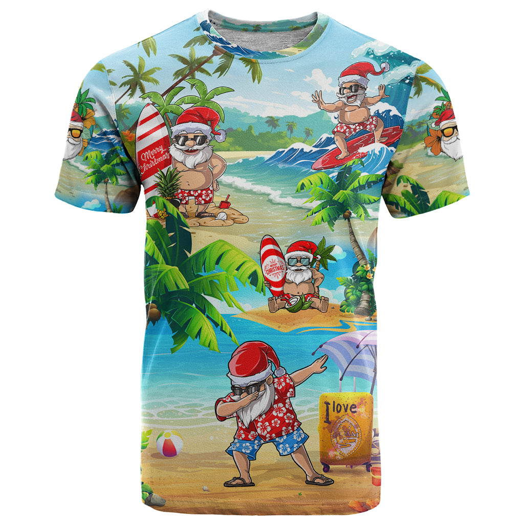 Guam Christmas T Shirt Santa Claus Beach and Wave DT02 Art - Polynesian Pride
