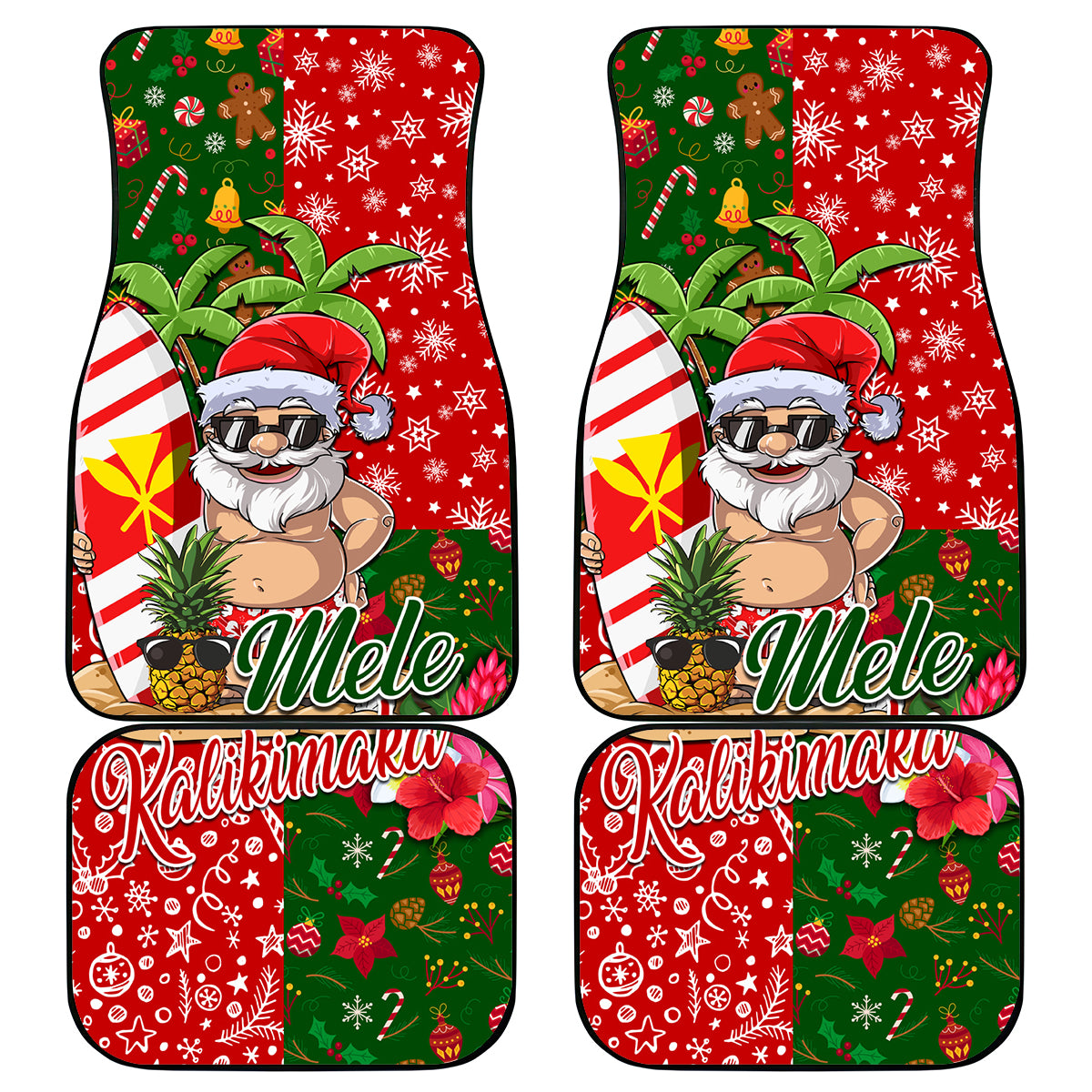 Hawaii Christmas Car Mats Mele Kalikimaka Kanaka Maoli DT02 Art - Polynesian Pride