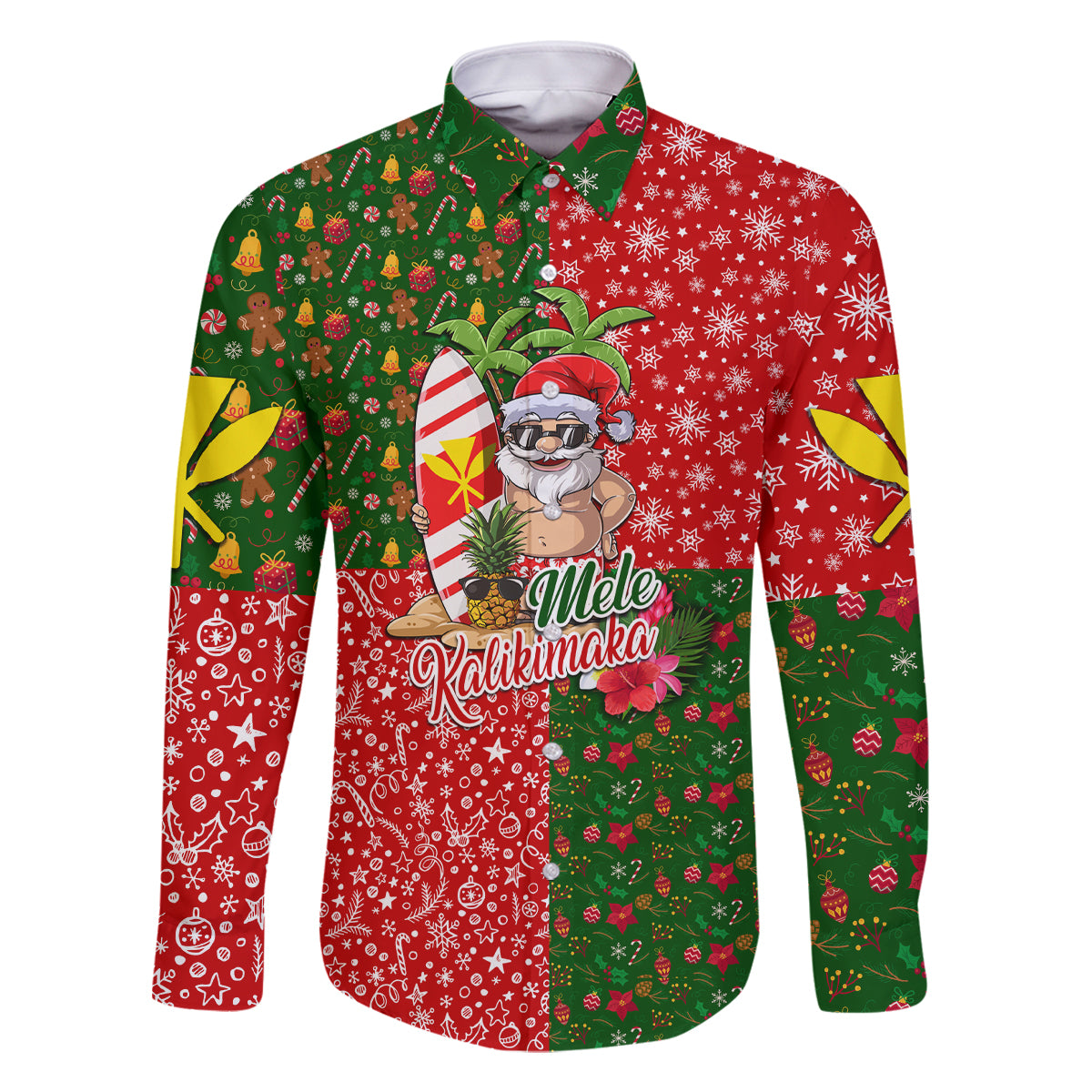 Hawaii Christmas Family Matching Mermaid Dress and Hawaiian Shirt Mele Kalikimaka Kanaka Maoli DT02 Dad's Shirt - Long Sleeve Art - Polynesian Pride