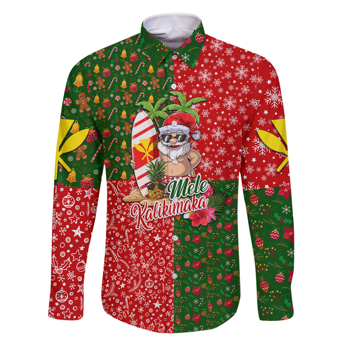 Hawaii Christmas Family Matching Short Sleeve Bodycon Dress and Hawaiian Shirt Mele Kalikimaka Kanaka Maoli DT02 Dad's Shirt - Long Sleeve Art - Polynesian Pride