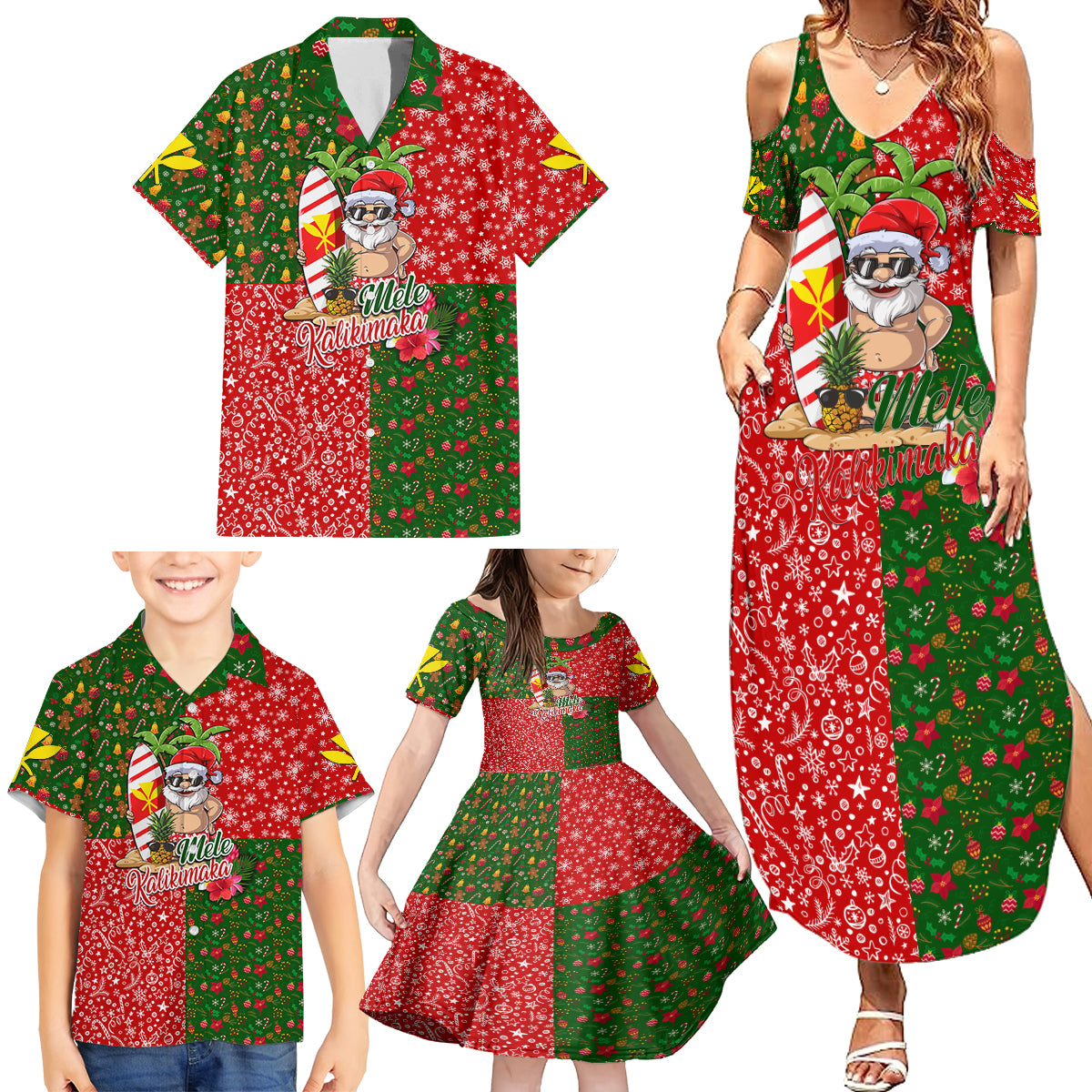 Hawaii Christmas Family Matching Summer Maxi Dress and Hawaiian Shirt Mele Kalikimaka Kanaka Maoli DT02 - Polynesian Pride