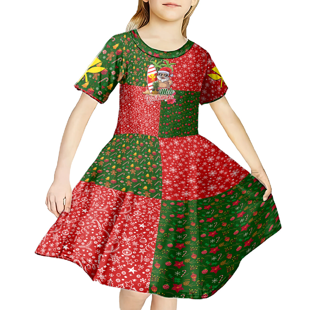 Hawaii Christmas Kid Short Sleeve Dress Mele Kalikimaka Kanaka Maoli DT02 - Polynesian Pride