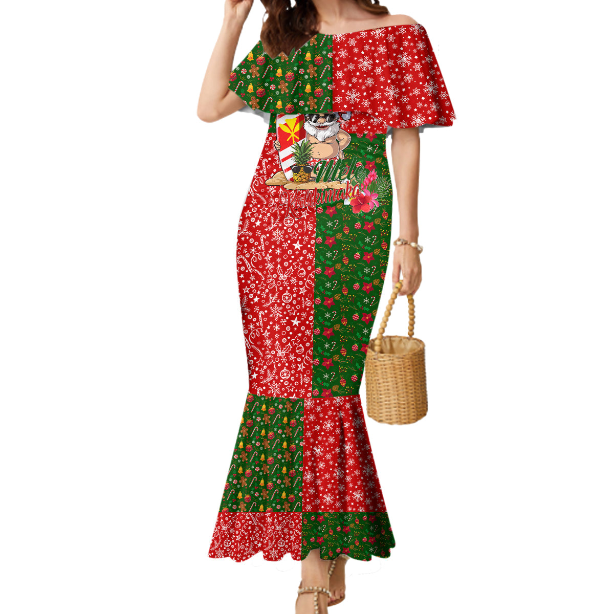 Hawaii Christmas Mermaid Dress Mele Kalikimaka Kanaka Maoli DT02 Women Art - Polynesian Pride