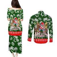 Guam Christmas Couples Matching Puletasi Dress and Long Sleeve Button Shirts Felis Pusgua Tropical Xmas Patterns DT02 - Polynesian Pride