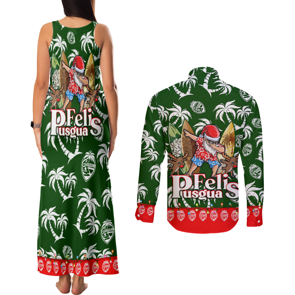 Guam Christmas Couples Matching Tank Maxi Dress and Long Sleeve Button Shirts Felis Pusgua Tropical Xmas Patterns DT02 - Polynesian Pride