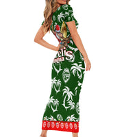 Guam Christmas Short Sleeve Bodycon Dress Felis Pusgua Tropical Xmas Patterns DT02 - Polynesian Pride
