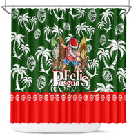 Guam Christmas Shower Curtain Felis Pusgua Tropical Xmas Patterns DT02 Green - Polynesian Pride