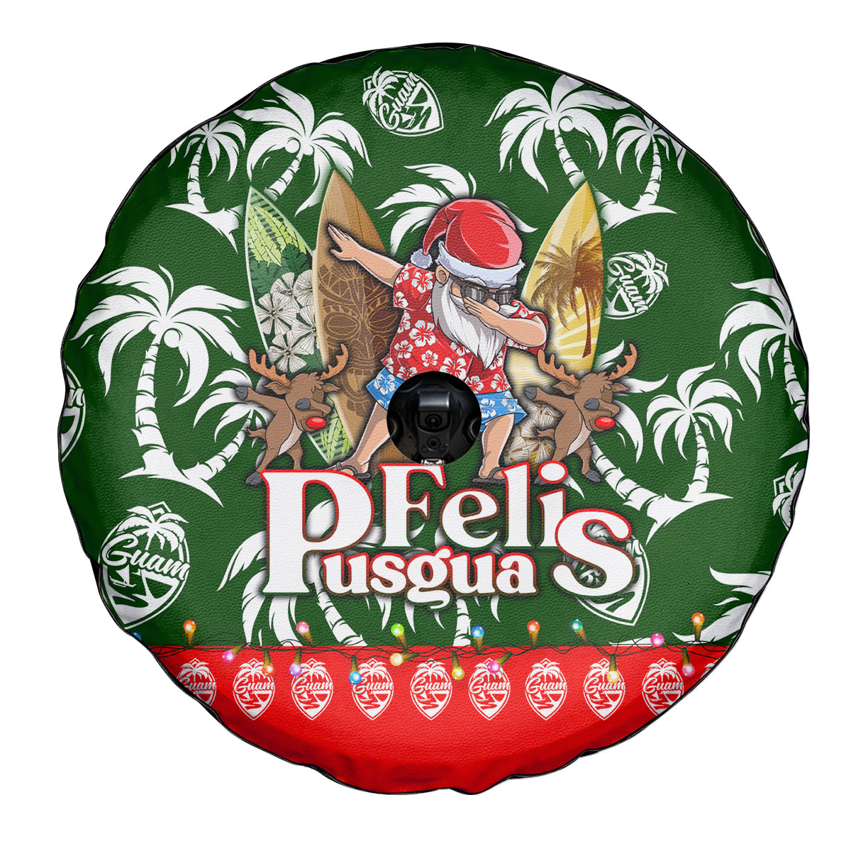 Guam Christmas Spare Tire Cover Felis Pusgua Tropical Xmas Patterns DT02 - Polynesian Pride