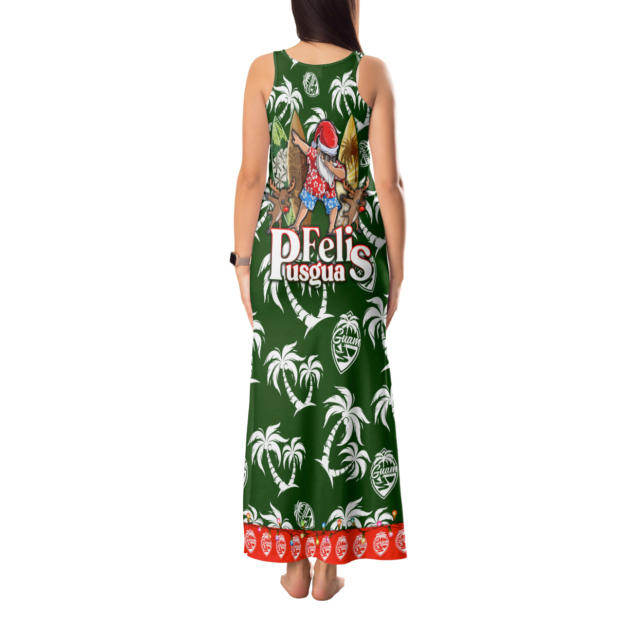 Guam Christmas Tank Maxi Dress Felis Pusgua Tropical Xmas Patterns DT02 - Polynesian Pride