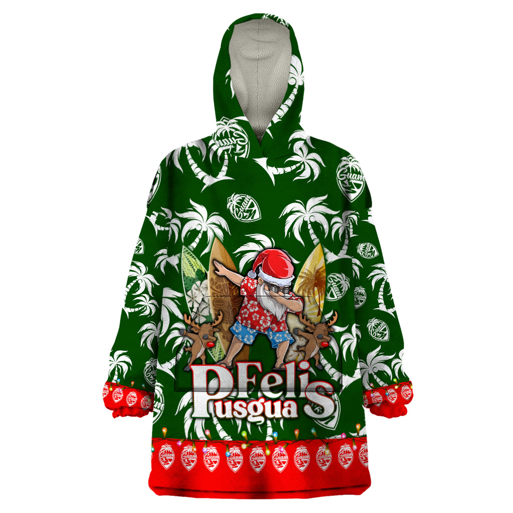 Guam Christmas Wearable Blanket Hoodie Felis Pusgua Tropical Xmas Patterns DT02 One Size Green - Polynesian Pride