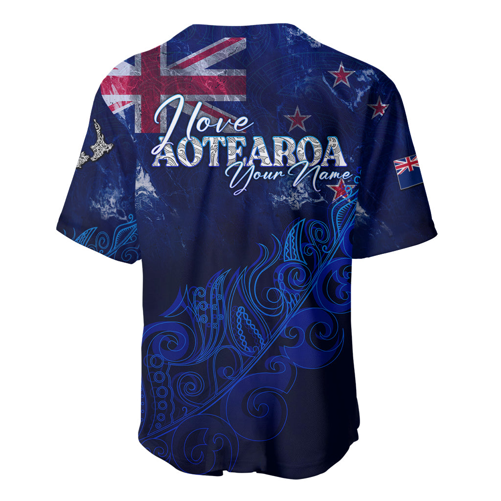 Personalised New Zealand Baseball Jersey Aotearoa Map Silver Fern DT02 - Polynesian Pride