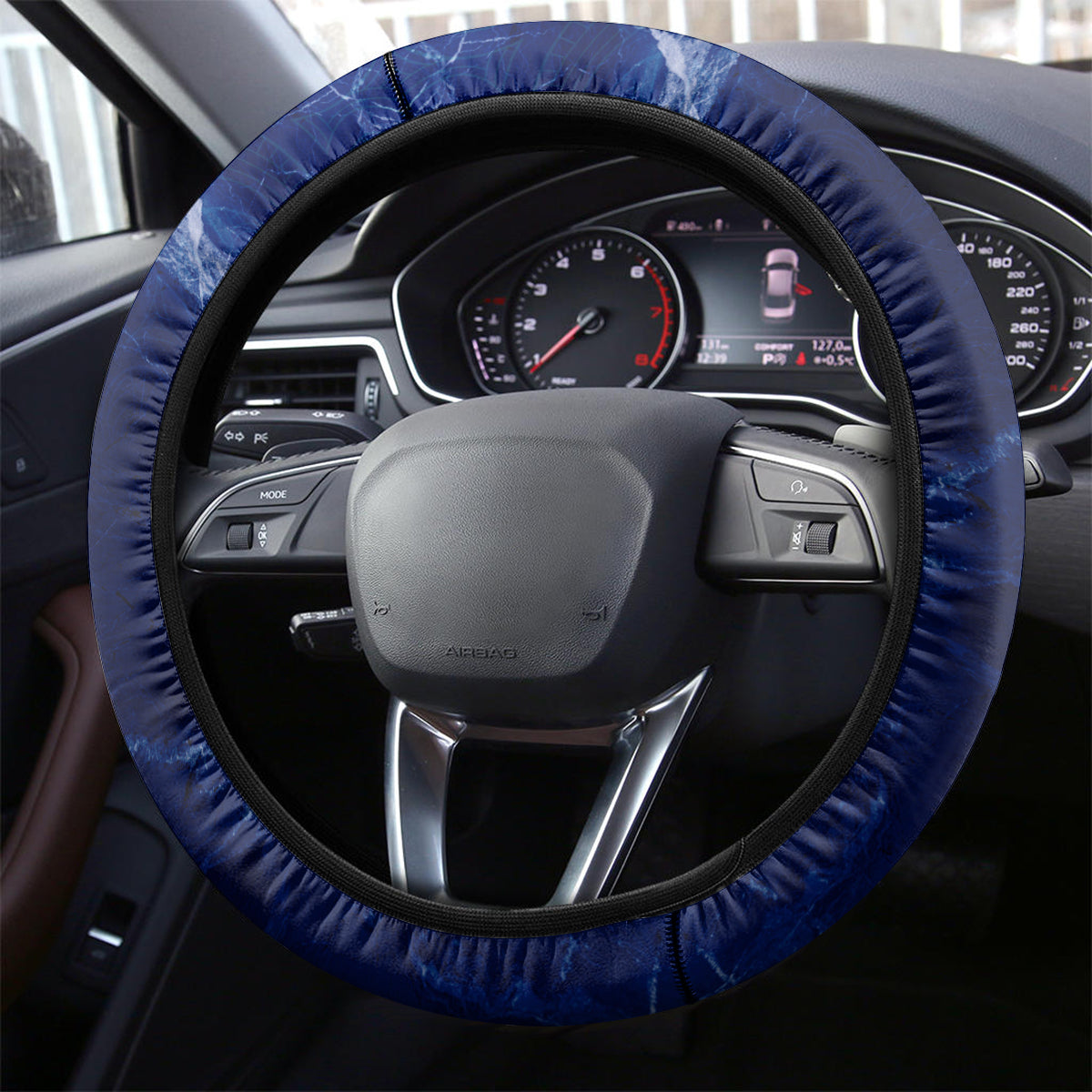 New Zealand Steering Wheel Cover Aotearoa Map Silver Fern DT02 - Polynesian Pride