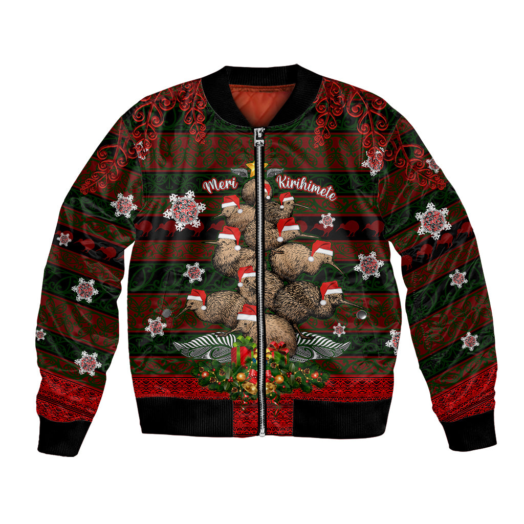 Meri Kirihimete New Zealand Bomber Jacket Christmas Kiwi Maori DT02 Unisex Red - Polynesian Pride