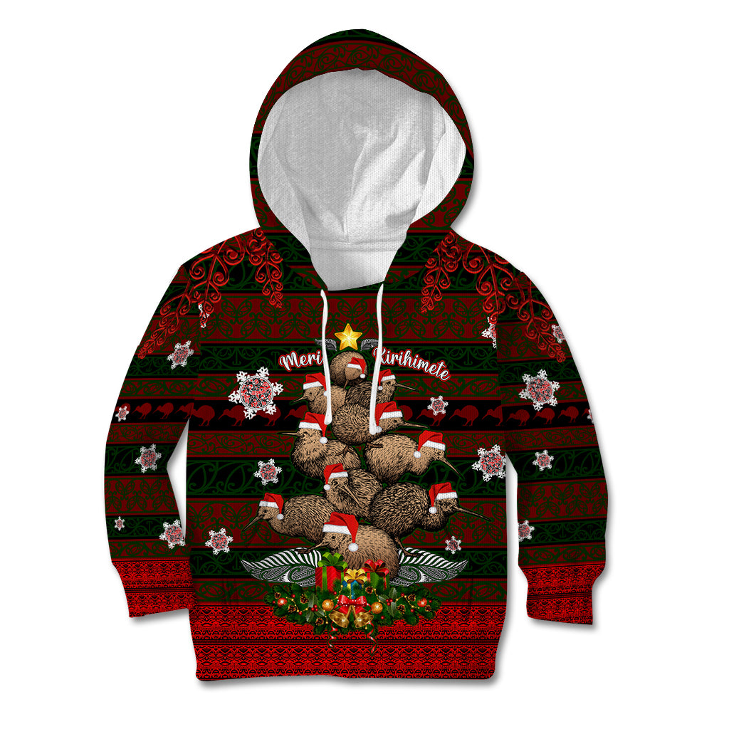 Meri Kirihimete New Zealand Kid Hoodie Christmas Kiwi Maori DT02 Hoodie Red - Polynesian Pride