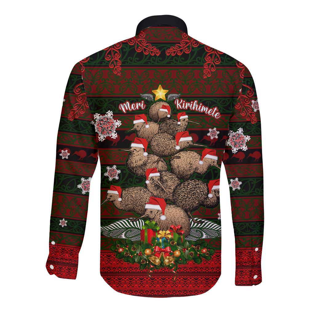 Meri Kirihimete New Zealand Long Sleeve Button Shirt Christmas Kiwi Maori DT02 - Polynesian Pride