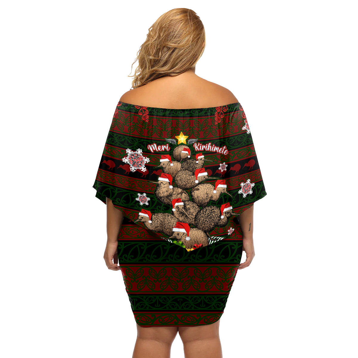 Meri Kirihimete New Zealand Off Shoulder Short Dress Christmas Kiwi Maori DT02 - Polynesian Pride