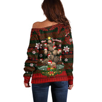 Meri Kirihimete New Zealand Off Shoulder Sweater Christmas Kiwi Maori DT02 - Polynesian Pride