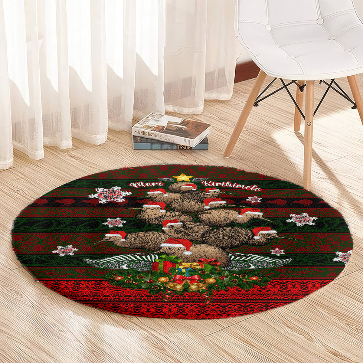 Meri Kirihimete New Zealand Round Carpet Christmas Kiwi Maori DT02 - Polynesian Pride