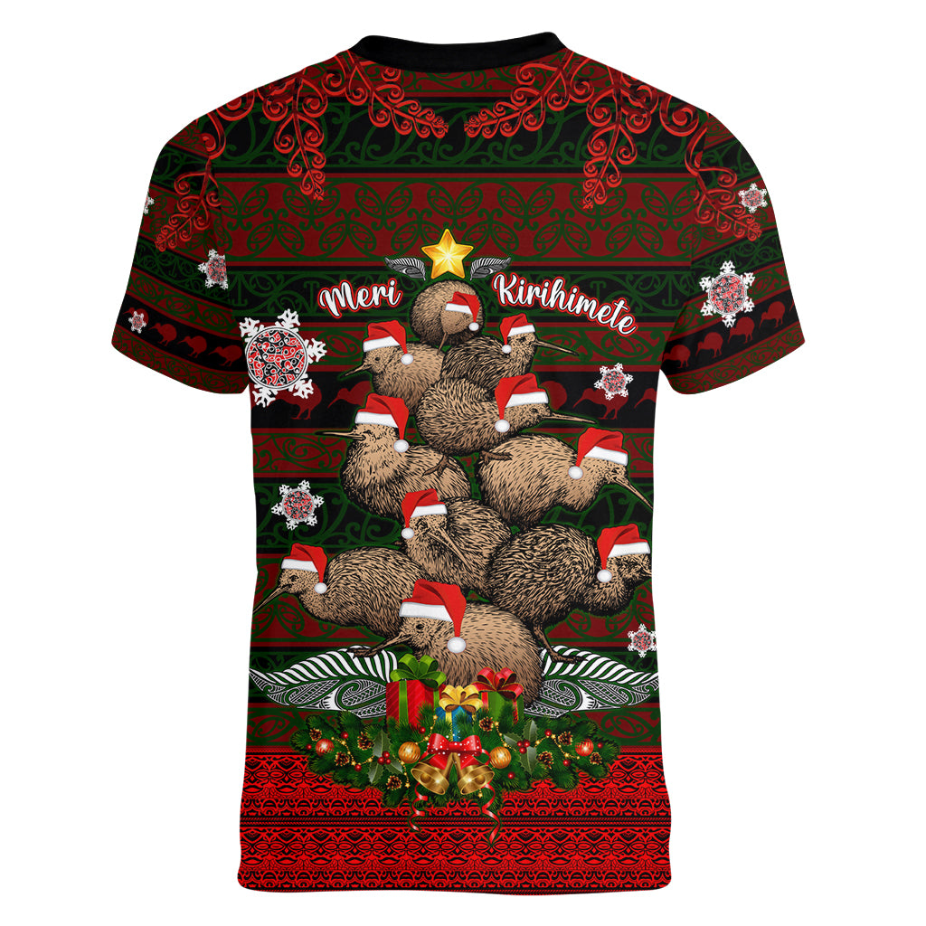 Meri Kirihimete New Zealand Women V Neck T Shirt Christmas Kiwi Maori DT02 - Polynesian Pride
