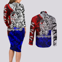 Philippines Bonifacio Day Couples Matching Long Sleeve Bodycon Dress and Long Sleeve Button Shirt DT02 - Polynesian Pride