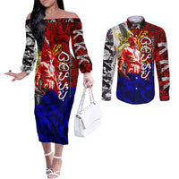 Philippines Bonifacio Day Couples Matching Off The Shoulder Long Sleeve Dress and Long Sleeve Button Shirt DT02 Art - Polynesian Pride