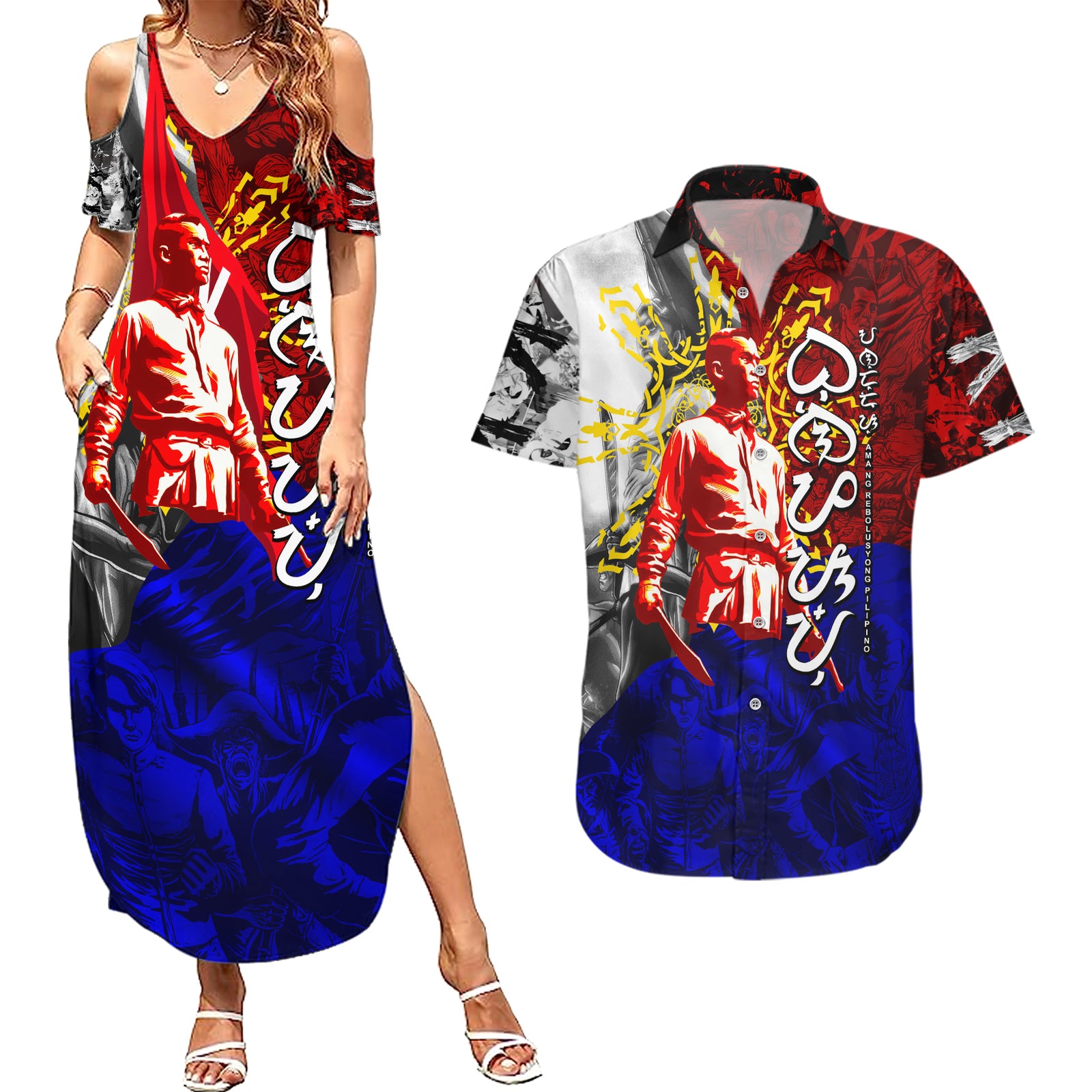 Philippines Bonifacio Day Couples Matching Summer Maxi Dress and Hawaiian Shirt DT02 Art - Polynesian Pride