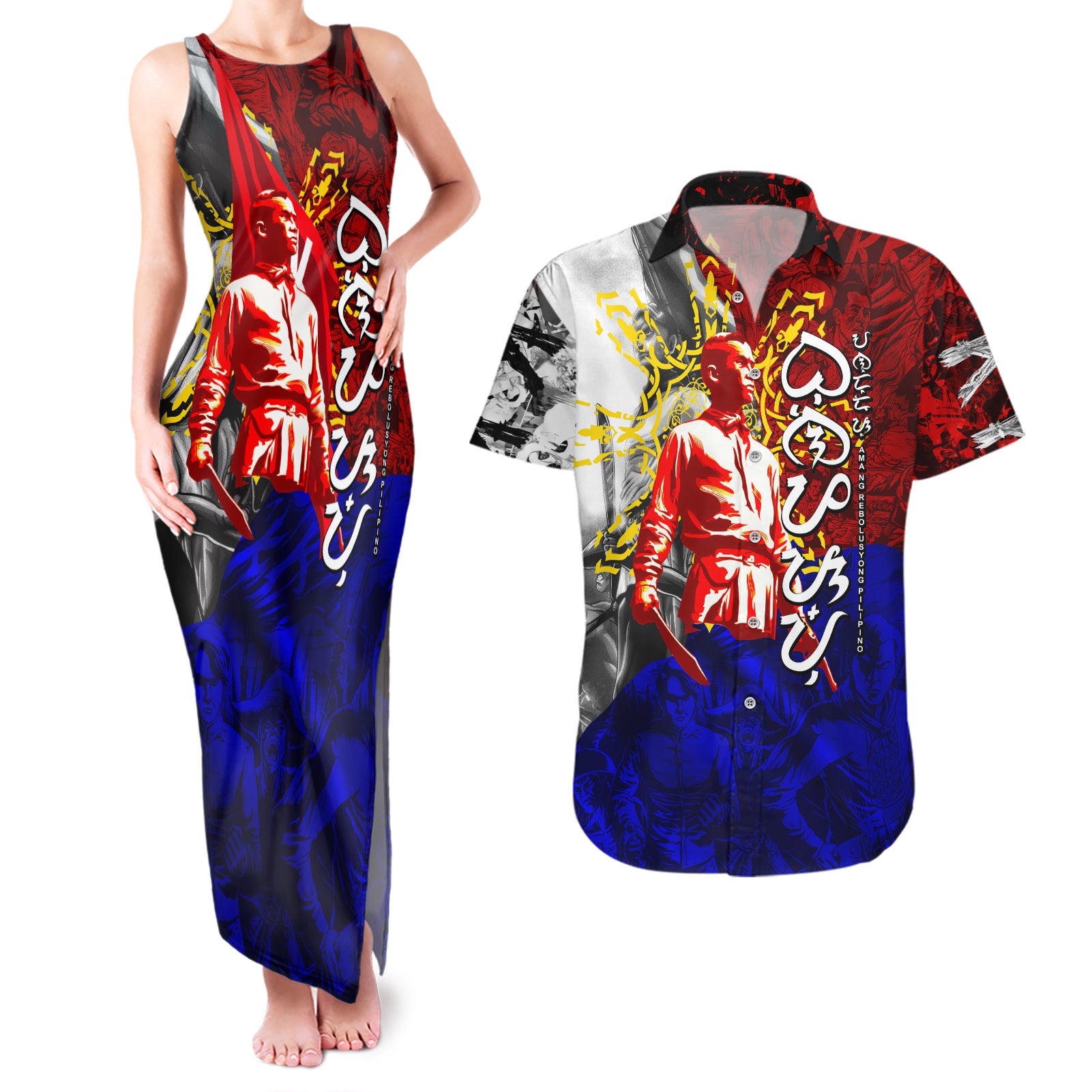 Philippines Bonifacio Day Couples Matching Tank Maxi Dress and Hawaiian Shirt DT02 Art - Polynesian Pride