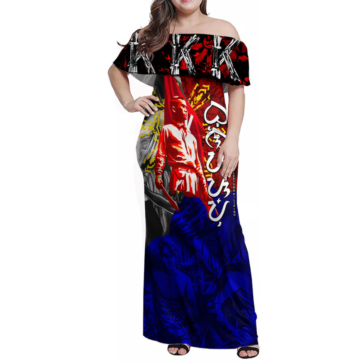 Philippines Bonifacio Day Family Matching Off Shoulder Maxi Dress and Hawaiian Shirt DT02 Mom's Dress Art - Polynesian Pride