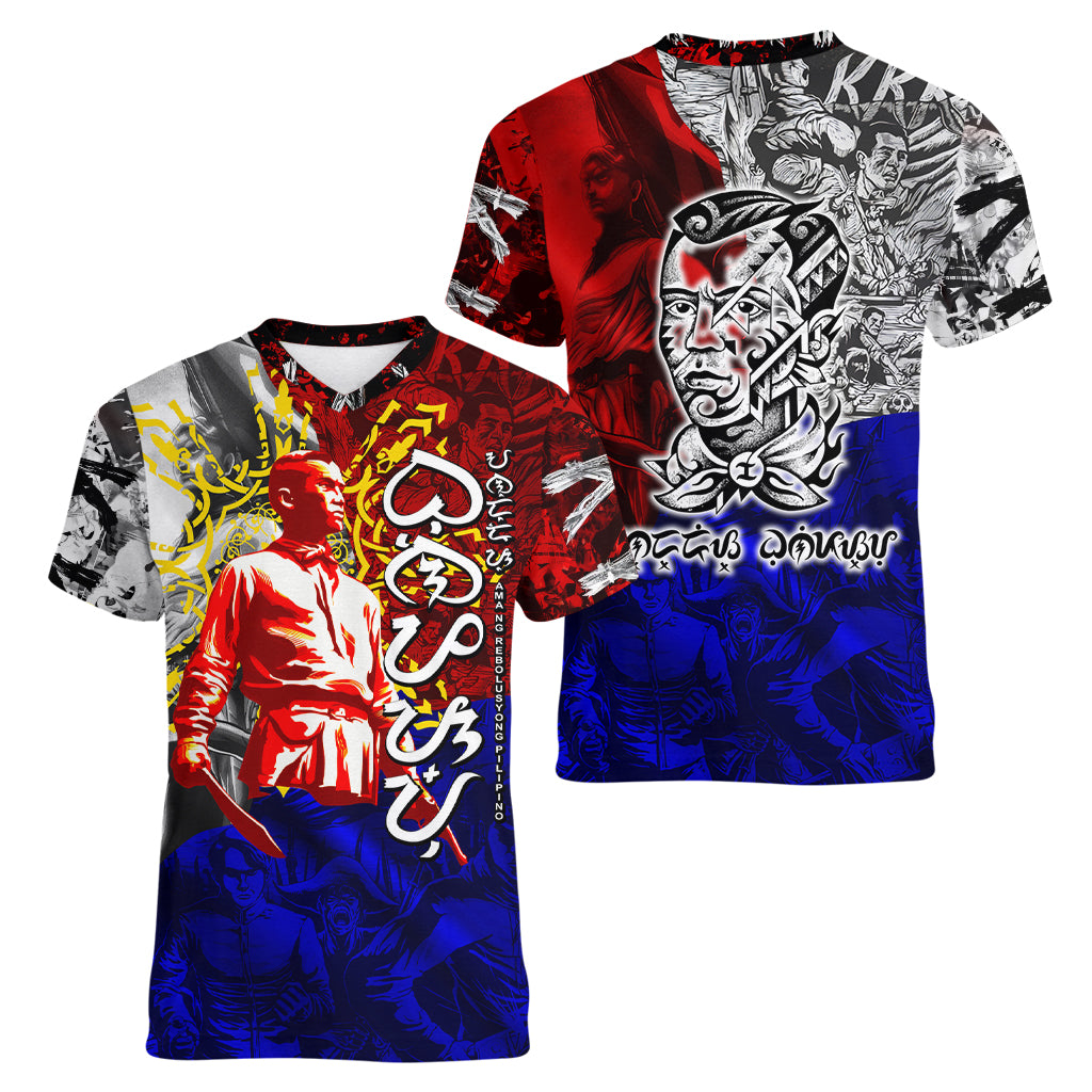 Philippines Bonifacio Day Women V Neck T Shirt DT02 - Polynesian Pride