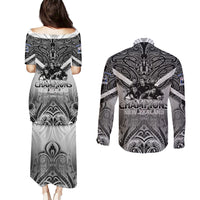 New Zealand Couples Matching Puletasi Dress and Long Sleeve Button Shirt Rugby Aotearoa Champions DT02 - Polynesian Pride
