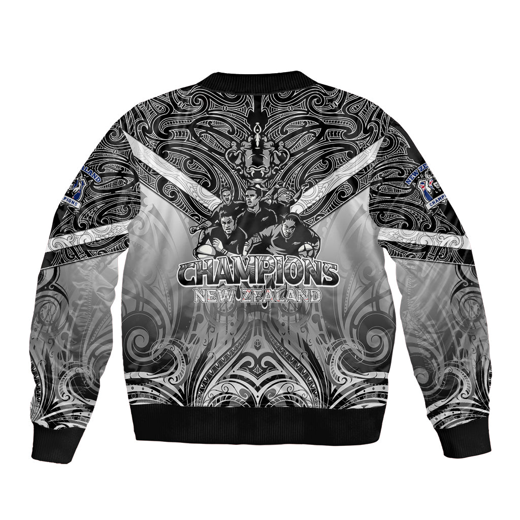 New Zealand Sleeve Zip Bomber Jacket Rugby Aotearoa Champions DT02 - Polynesian Pride