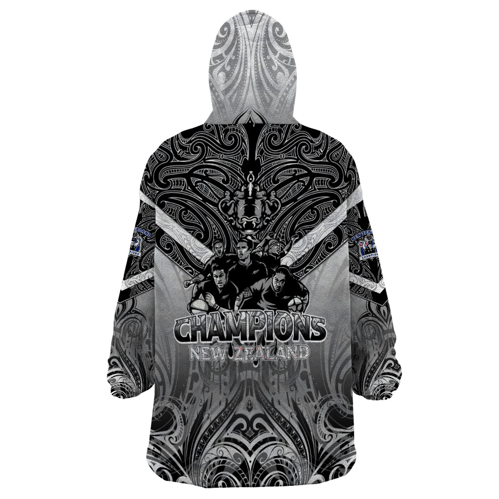 New Zealand Wearable Blanket Hoodie Rugby Aotearoa Champions DT02 - Polynesian Pride