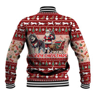 Dog Sled Christmas Baseball Jacket Husky Sleigh Ride Design - Polynesian Pride