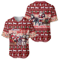 Dog Sled Christmas Baseball Jersey Husky Sleigh Ride Design - Polynesian Pride