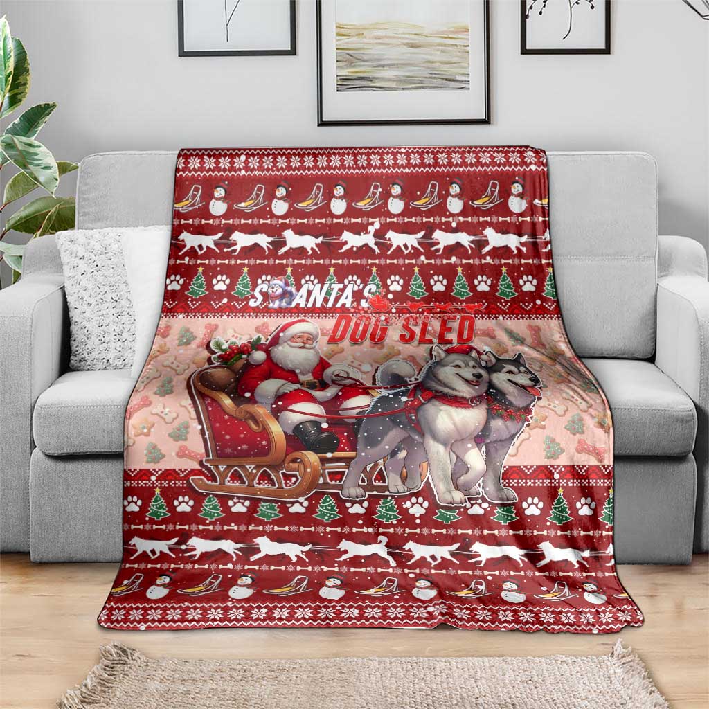 Dog Sled Christmas Blanket Husky Sleigh Ride Design - Polynesian Pride