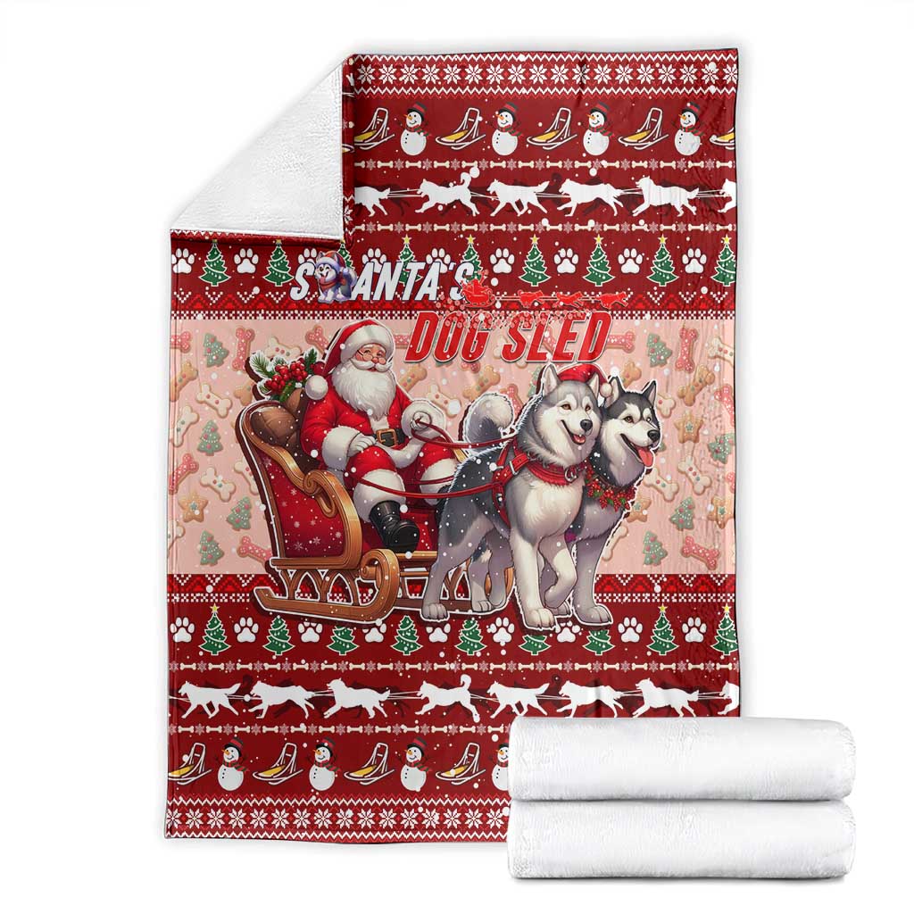 Dog Sled Christmas Blanket Husky Sleigh Ride Design - Polynesian Pride