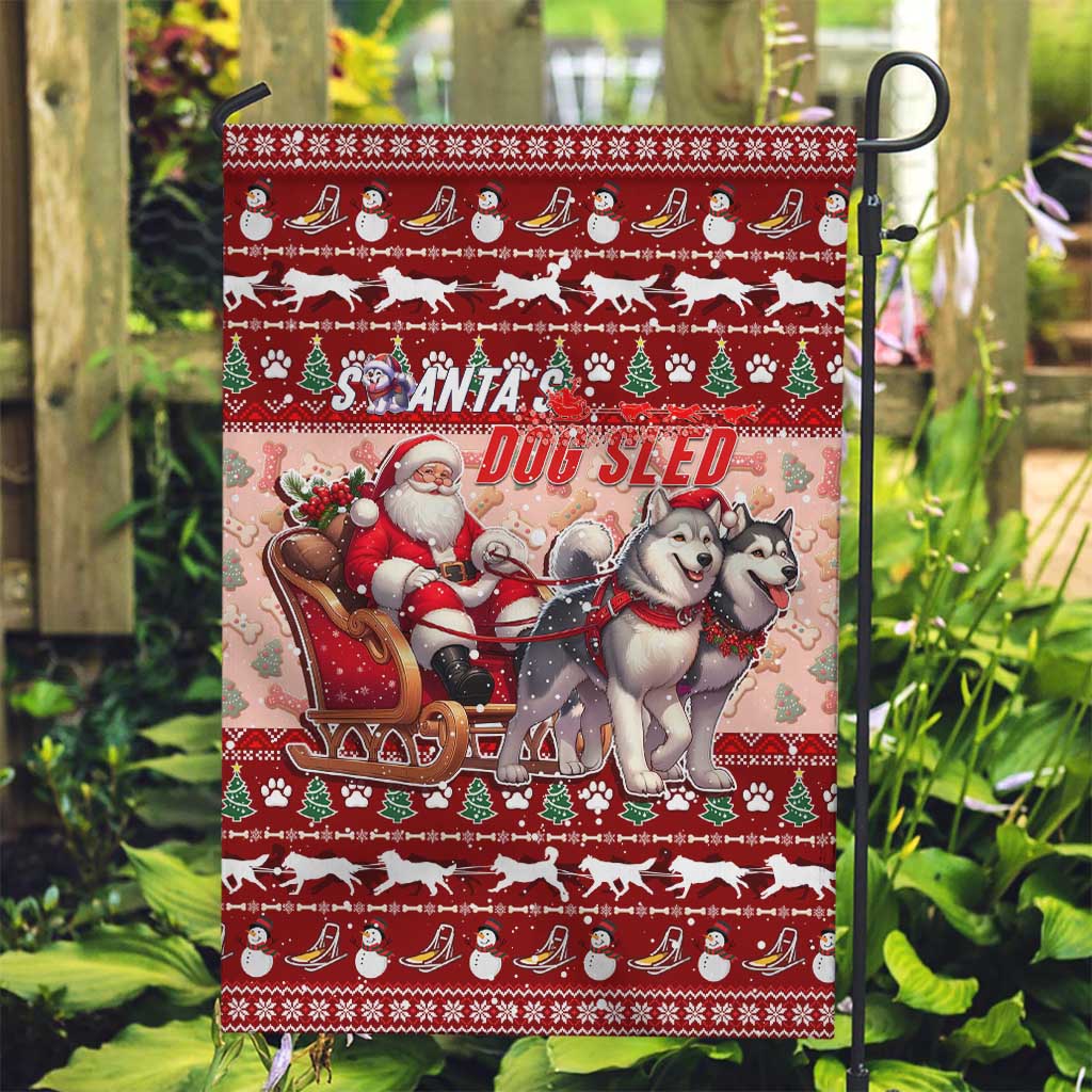Dog Sled Christmas Garden Flag Husky Sleigh Ride Design - Polynesian Pride