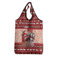 Dog Sled Christmas Grocery Bag Husky Sleigh Ride Design - Polynesian Pride