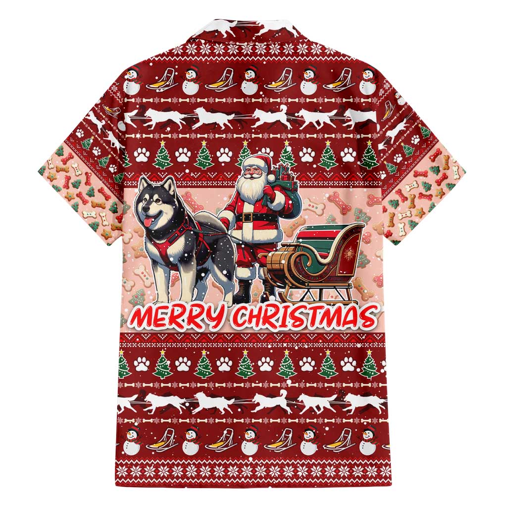 Dog Sled Christmas Hawaiian Shirt Husky Sleigh Ride Design - Polynesian Pride