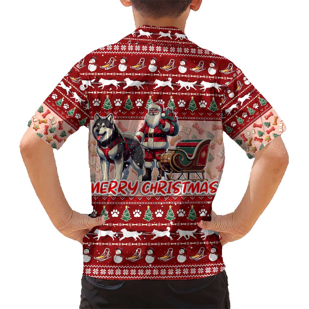 Dog Sled Christmas Hawaiian Shirt Husky Sleigh Ride Design - Polynesian Pride