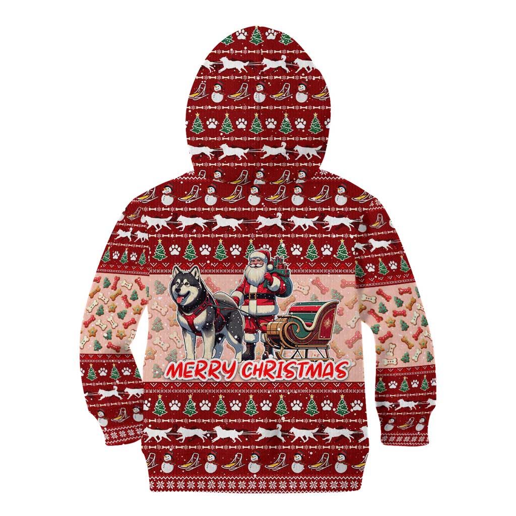Dog Sled Christmas Kid Hoodie Husky Sleigh Ride Design - Polynesian Pride
