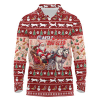 Dog Sled Christmas Long Sleeve Polo Shirt Husky Sleigh Ride Design - Polynesian Pride