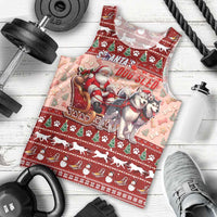 Dog Sled Christmas Men Tank Top Husky Sleigh Ride Design - Polynesian Pride