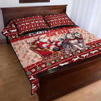 Dog Sled Christmas Quilt Bed Set Husky Sleigh Ride Design - Polynesian Pride