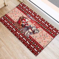 Dog Sled Christmas Rubber Doormat Husky Sleigh Ride Design - Polynesian Pride
