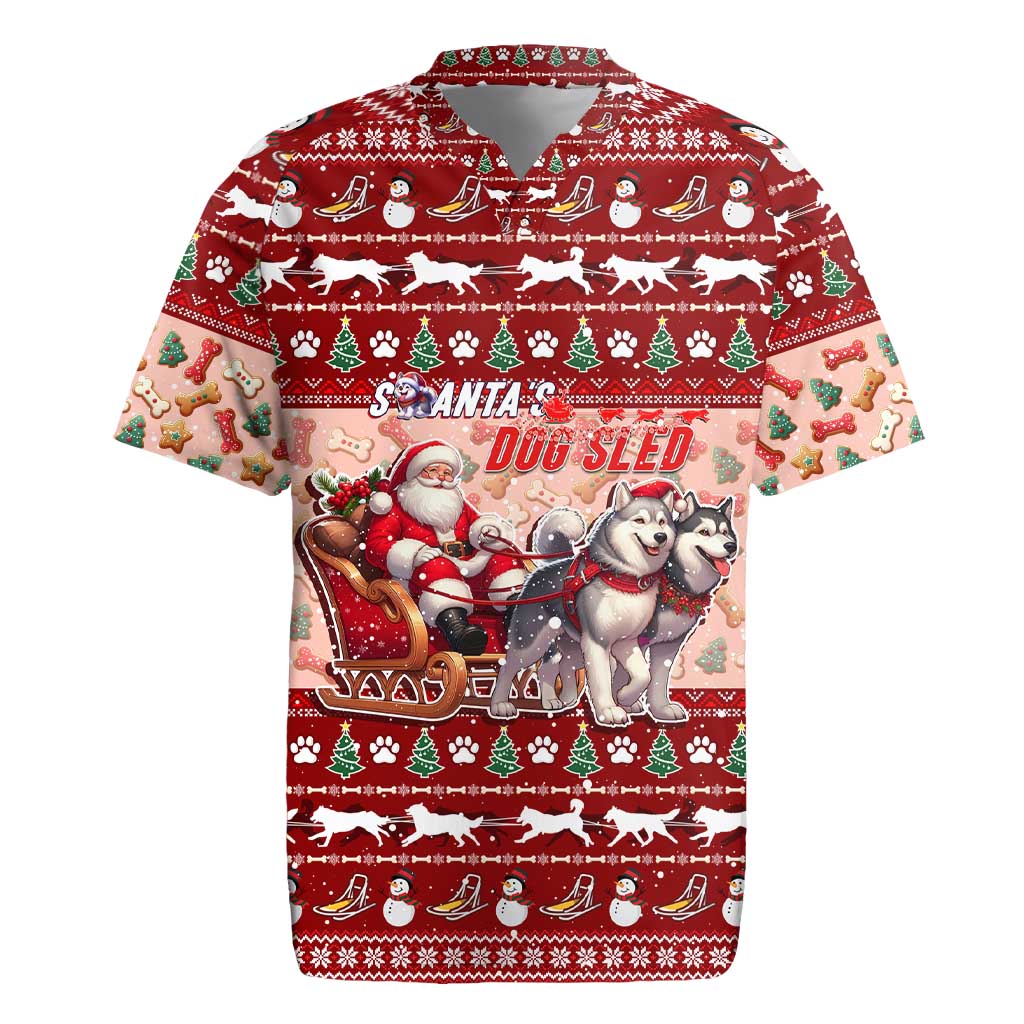 Dog Sled Christmas Rugby Jersey Husky Sleigh Ride Design - Polynesian Pride