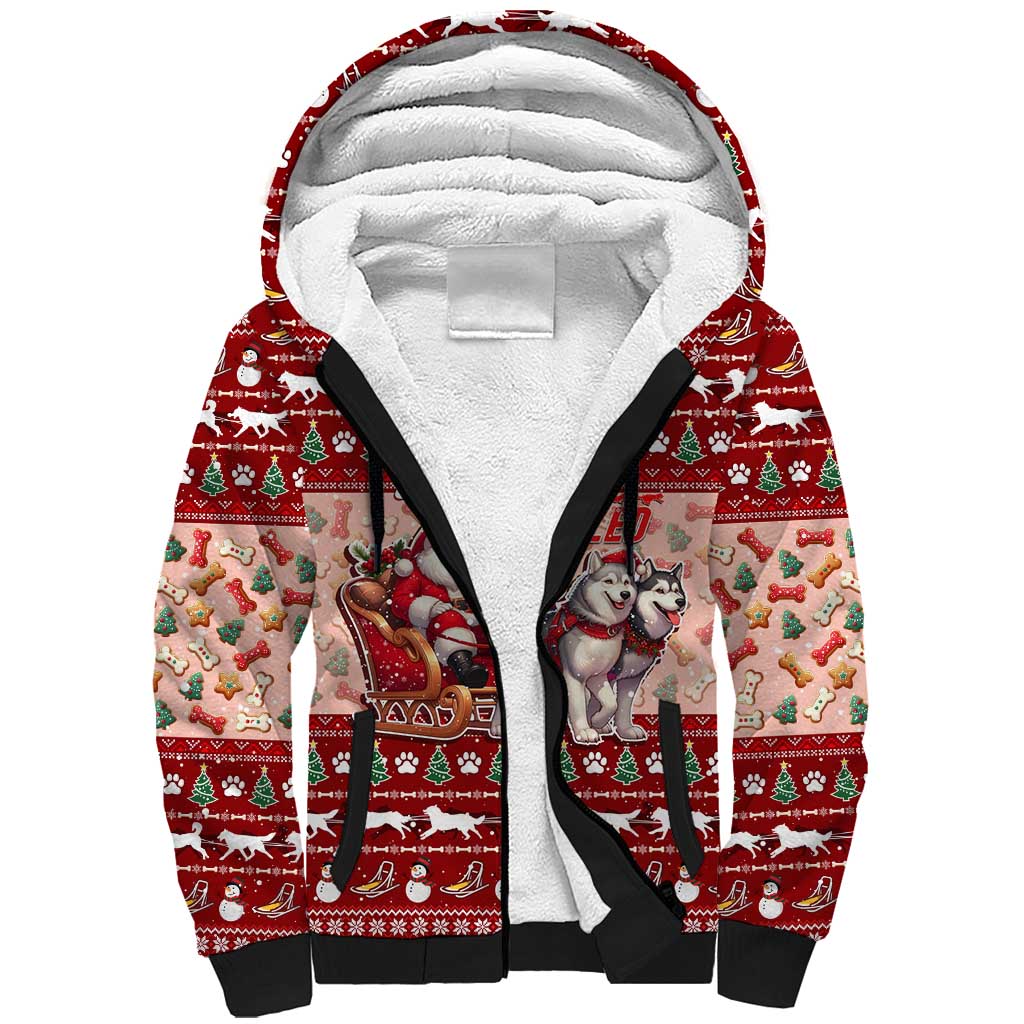 Dog Sled Christmas Sherpa Hoodie Husky Sleigh Ride Design - Polynesian Pride